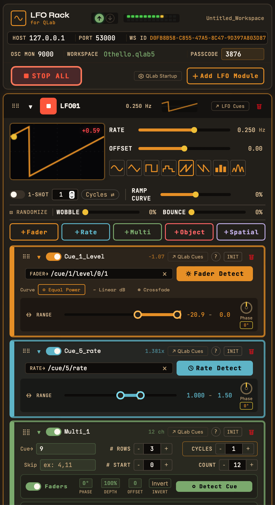 LFO Rack — full rack view